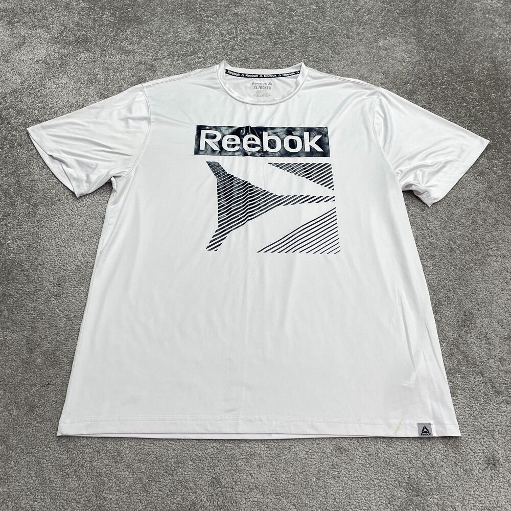 Reebok Graphic Active T-Shirt Mens XL White Crew Neck Short Sleeve Athletic Tee
